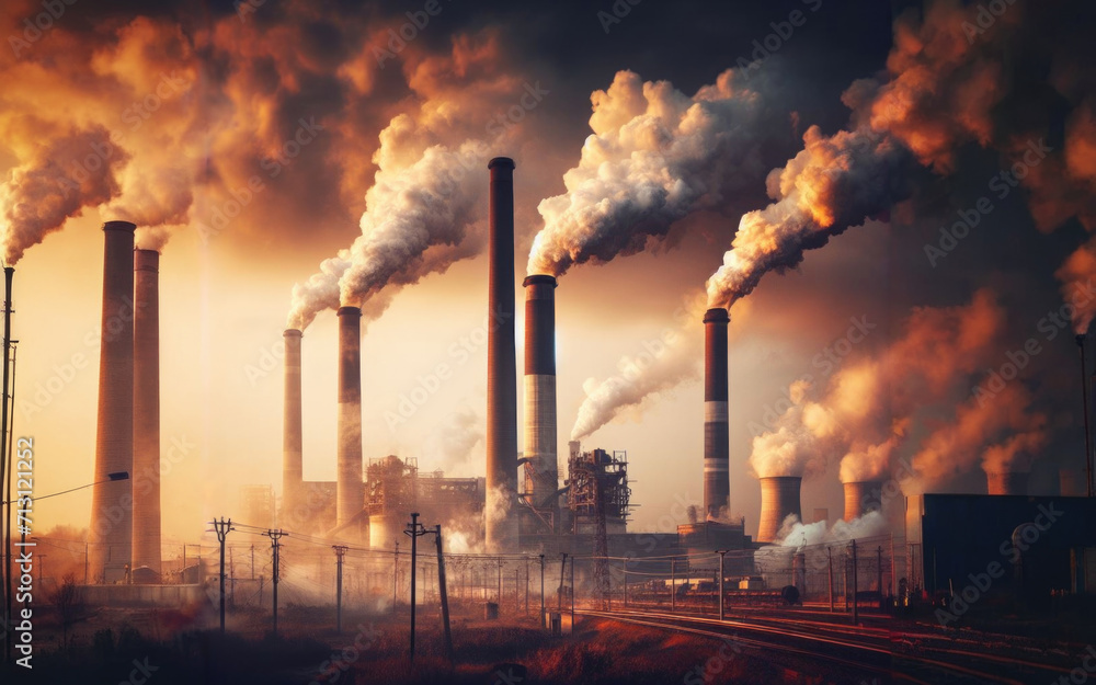 industry metallurgical plant dawn smoke smog emissions bad ecology