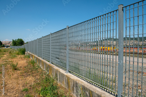 fence, detail of fence with electro-welded stainless steel wire mesh. the grill is made with a resistant and solid structure which increases the safety of the area and premises. galvanizing. borders
