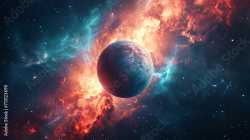 Deep space planet awesome science fiction wallpaper, cosmic landscape photo