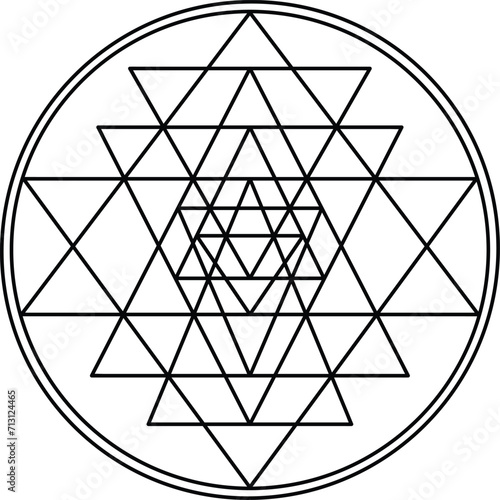 Sri yantra vector isolated on white background. Sacred geometry symbol concept.