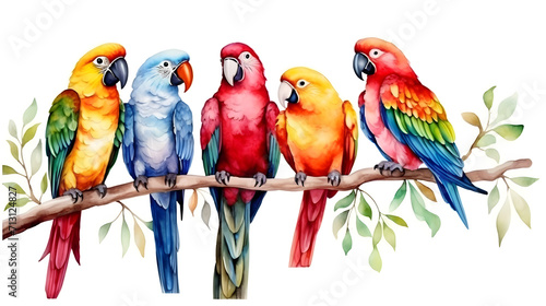 Watercolor colored birds