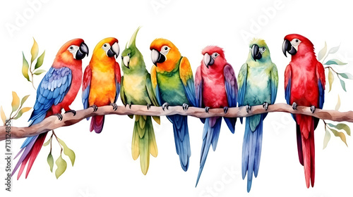 Watercolor colored birds