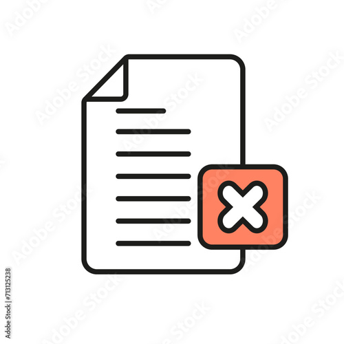 Cancel document icon, file cancel icon vector, restricted file icon vector in flat trendy style illustration isolated on white background.