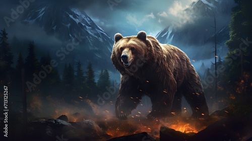 Ethereal Grizzly: Explore magical scenes of a North American forest with a mystical grizzly bear. Uncover enchanting moments on Adobe Stock