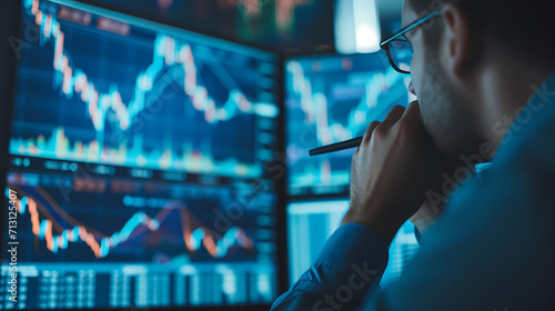 manager analyzing stock market