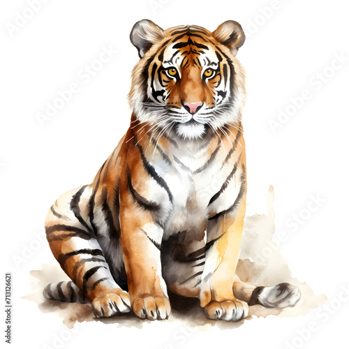 Watercolor single tiger