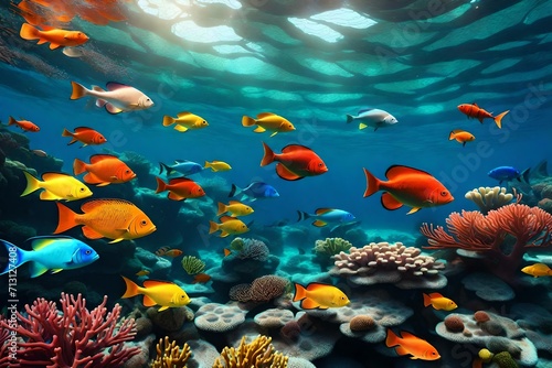coral reef and fish in the water Generated with AI.