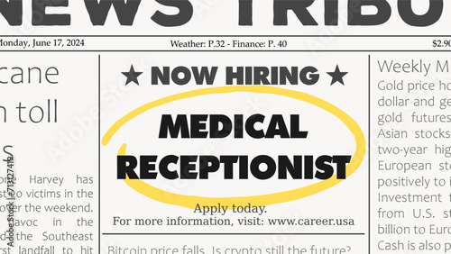 Medical receptionist career