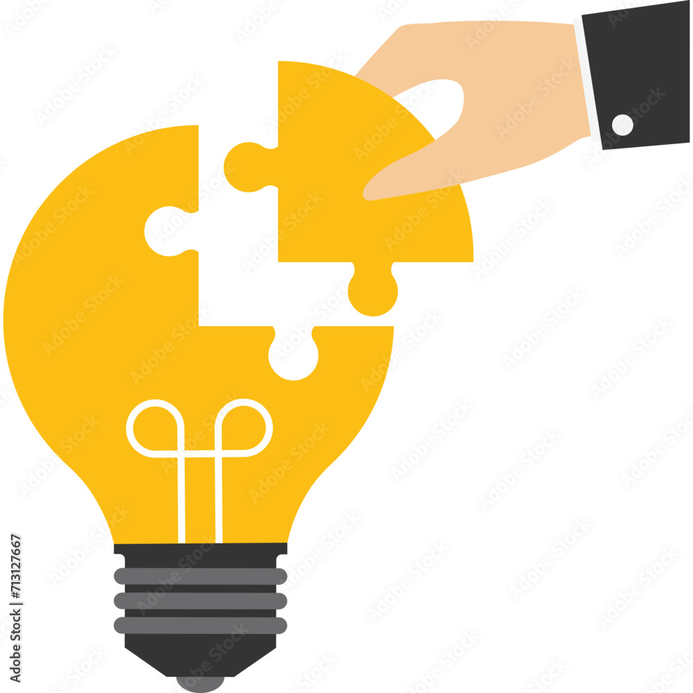 Connect a light bulb symbol puzzle, Vector illustration in flat style

