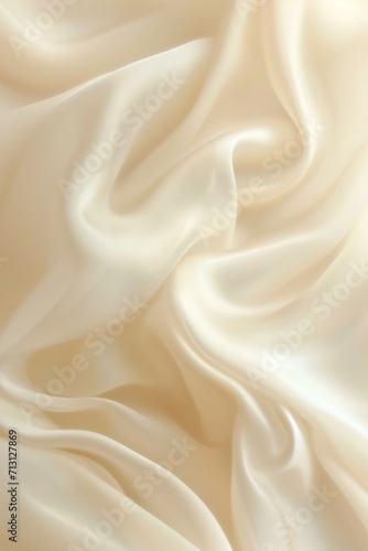 Elegant beige satin fabric flowing, with soft waves and curves, perfect for luxury fashion backgrounds, beauty industry visuals, or sophisticated event designs. Nude gradient backdrop.