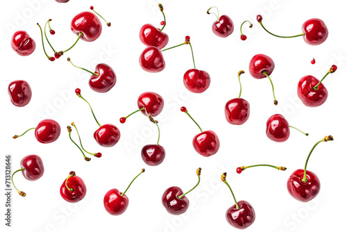 Red Cherries on White Background