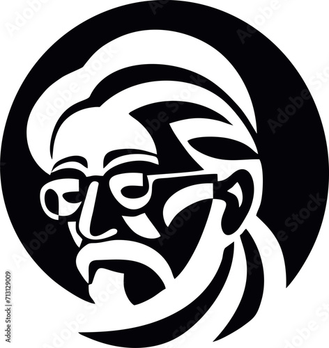 silhouette old man with eyeglass minimalism logo vector illustration template design