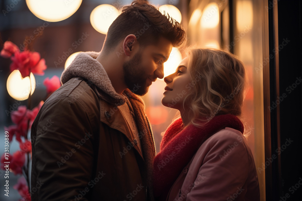Valentine's Day couple in love, romantic date, lovers Valentine's Day couple in love, romantic date, lovers