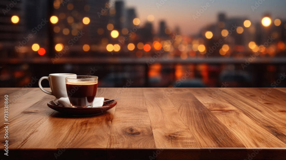 Wooden table bokeh city view background, empty wood desk tabletop counter surface product display mockup with blurry cityscape lights abstract backdrop presentation. Mock up, copy space. Wooden table bokeh city view background, empty wood desk tabletop counter surface product display mockup with blurry cityscape lights abstract backdrop presentation. Mock up, copy space.