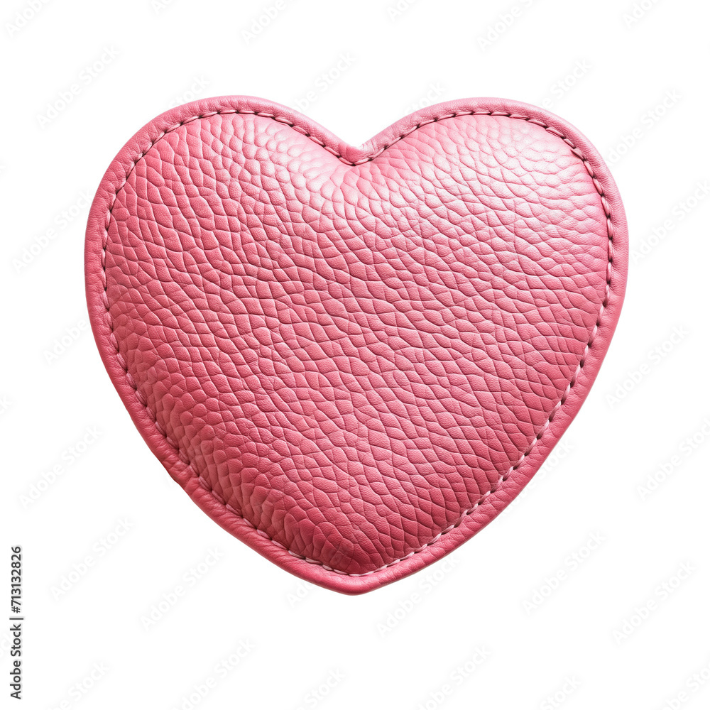 Pink leather heart symbol isolated 