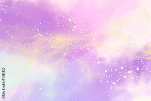 Abstract purple background with gold dots, galaxy glow