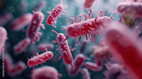microbiology under microscope. Probiotics Bacteria. Biology, science Microscopic photo