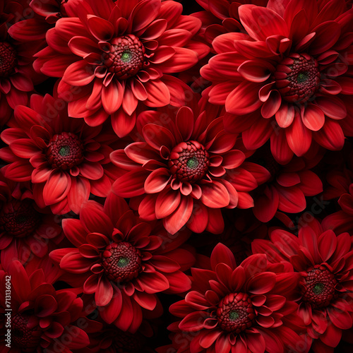 Beautiful red chrysanthemum flowers on a black background