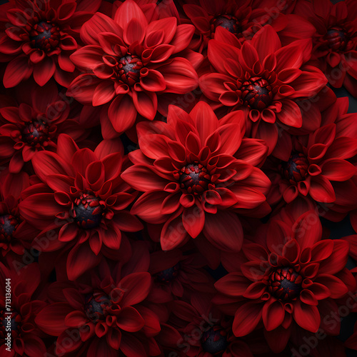 Dark red dahlia flowers. Floral background. 3d render