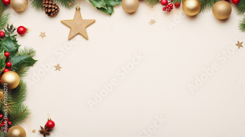 Festive Blue and Silver Christmas Decorations on White Background - Top View Holiday Concept