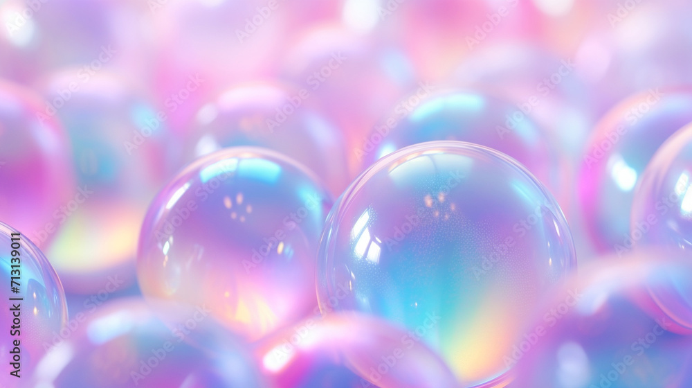 Holographic soap bubbles, ridescent and purple colors Holographic soap bubbles, ridescent and purple colors