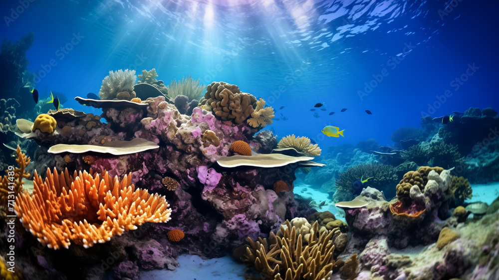 Obraz premium Underwater paradise with diverse coral reef and marine life