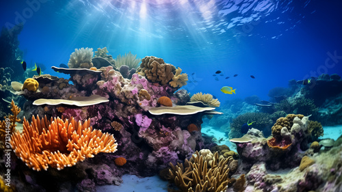 Underwater paradise with diverse coral reef and marine life