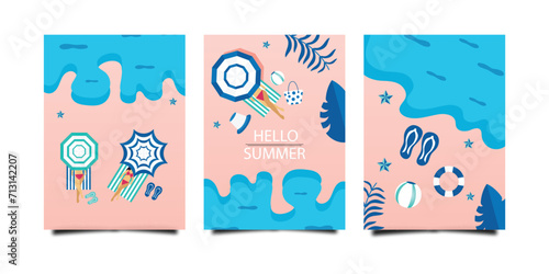 Summer sale collection of banners with beach accessories with Colourful and Creative Beach 