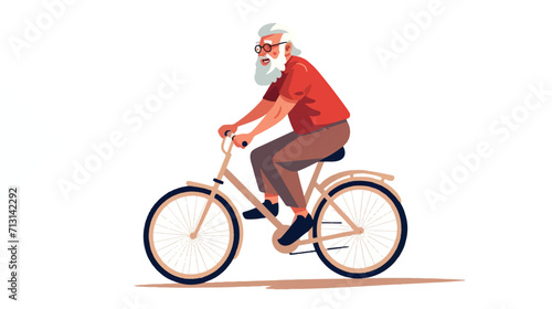 Old man riding bycicle illustration vector