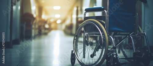 Wheelchair In hospital. Modern wheelchair in office.