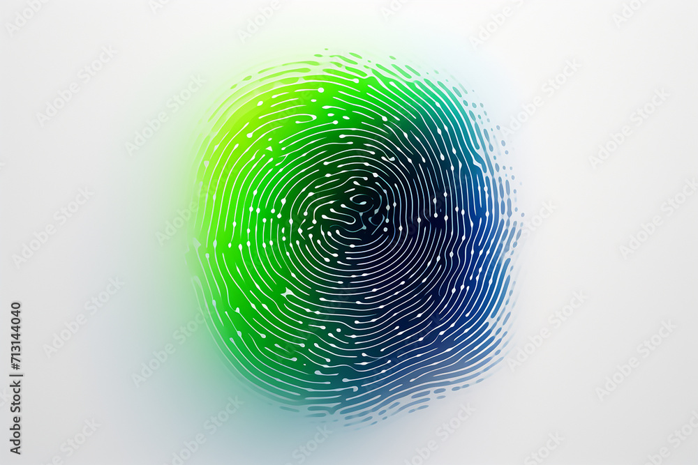 Fingerprint in green and white background Fingerprint in green and white background