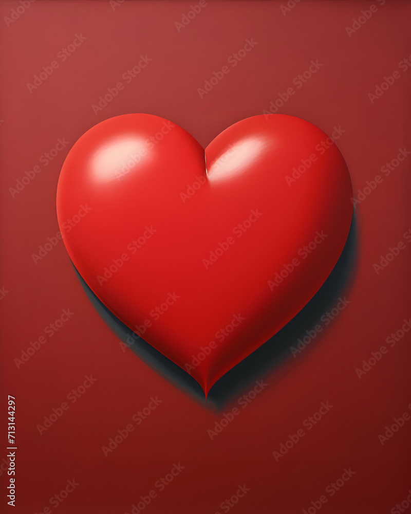 Red heart on a red background. 3D rendering