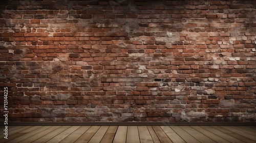 Red brick wall background. Texture of old dark brown and red brick wall.