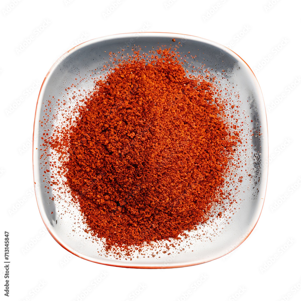 Paprika powder on a plate isolated in a transparent background. Top View Paprika PNG Generative AI Paprika powder on a plate isolated in a transparent background. Top View Paprika PNG Generative AI