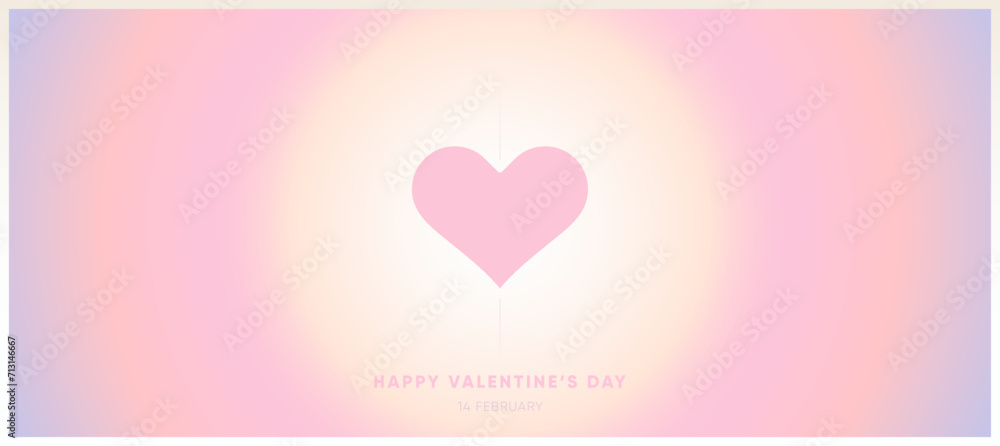 Cute Pink Circular Gradient Background with Heart Symbol for Valentine's Day Banner Design. 