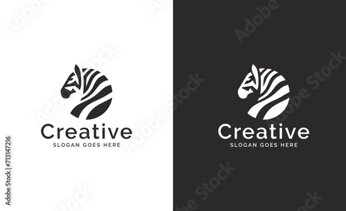 Monochrome Zebra Logo Design on Contrasting Backgrounds