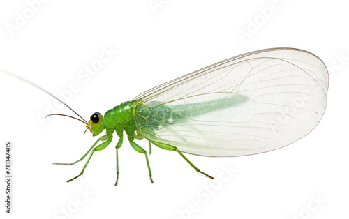 Graceful Green Lacewing on Transparent Background photo