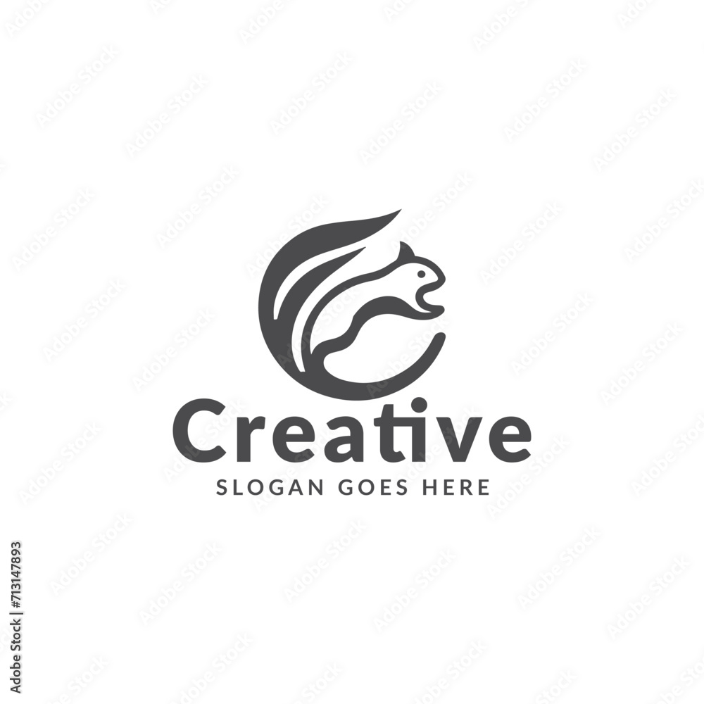 Silhouette of a Squirrel, Creative Logo Design Silhouette of a Squirrel, Creative Logo Design