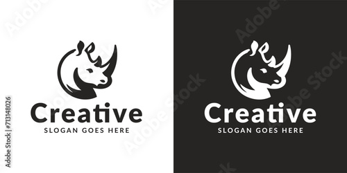 Fiery Mane Unicorn Logos in Monochrome 