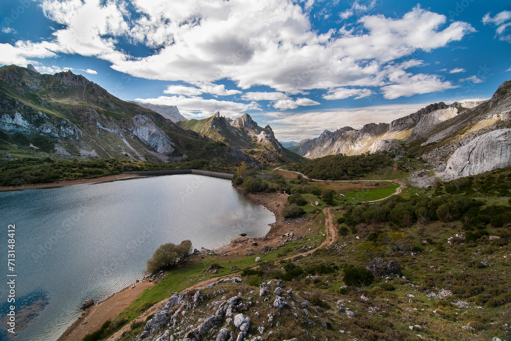 Fototapeta premium Landscape with a high mountain lake