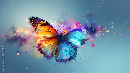 Butterfly with blue and purple wings on white background generative ai © Malaika