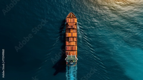 Un bateau cargo avec des conteneurs photo