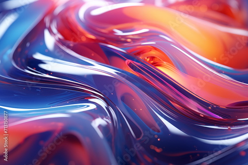 Abstract fluid 3d holographic iridescent neon glow curved wave in motion dark background. Gradient design for banners, backgrounds, wallpapers and covers. Generated AI