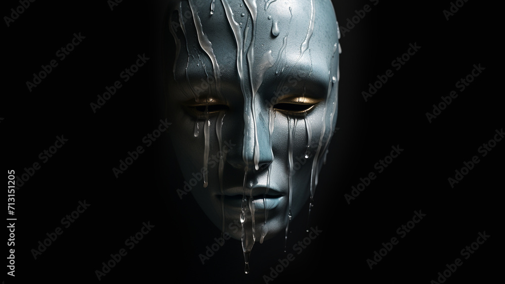 sad face,crying mask, realistic, dramatic light, old Stock Illustration ...