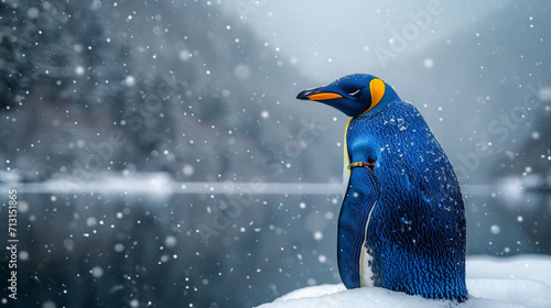 penguin on snow photo