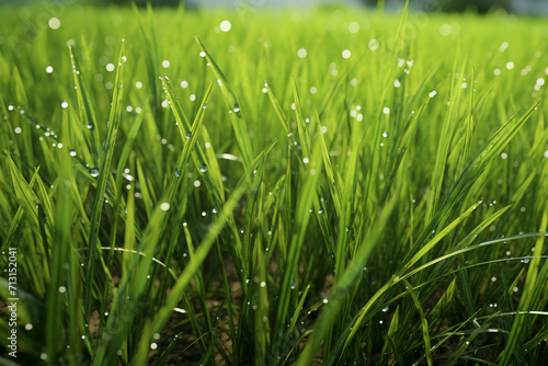 Nature wet grass in a field