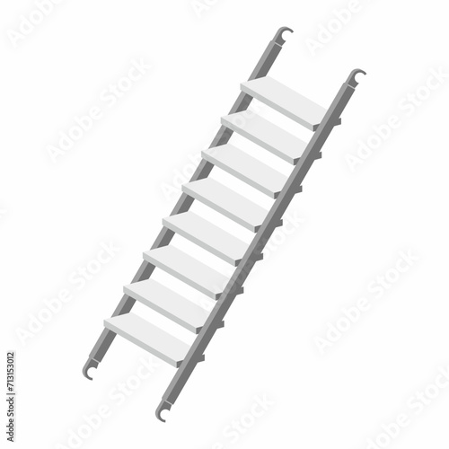Isometric scaffolding ladder or staircase. Vector illustration, icon and symbol for construction or industrial work platform facility.