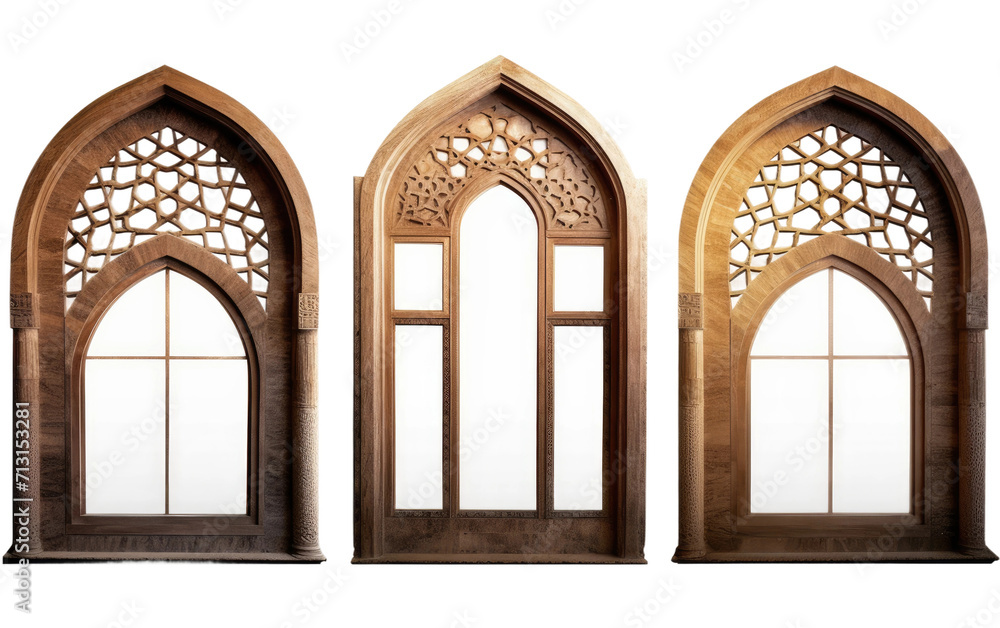 Islamic Calligraphy Windows on Transparent Background