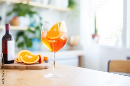 aperol spritz in wine glass, orange slice