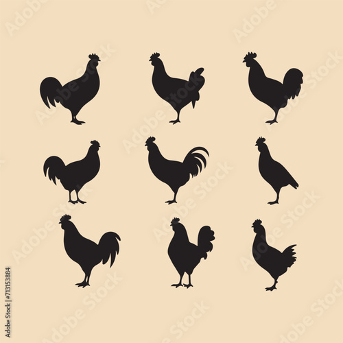 Chicken set Clipart icon silhouette